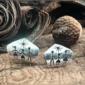 Authentic Mexicana Mexico Earrings Sterling Silver Studs Family Dad Mom Daughter